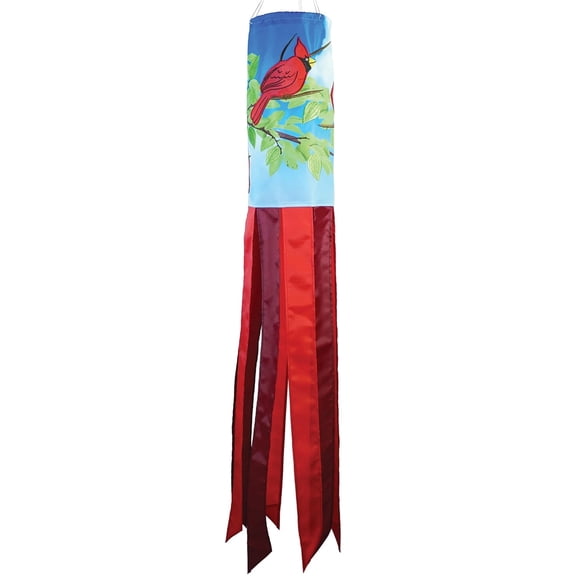 In the Breeze 5212 — Cardinal 40-inch Inspiration Windsock — Colorful Hanging Garden Décor with Embroidered Details