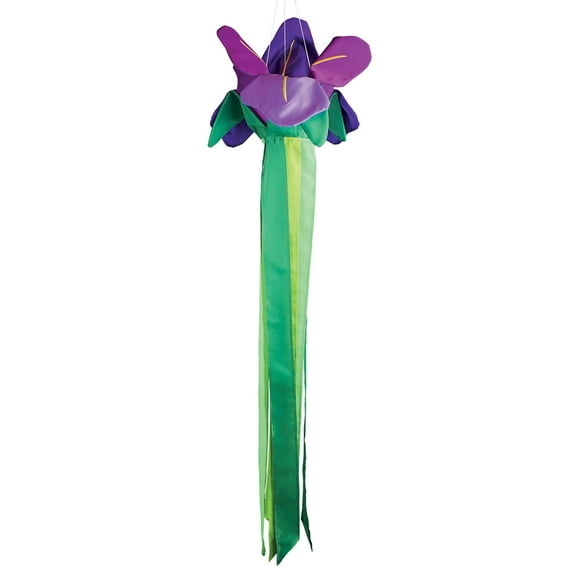In the Breeze 5227  Iris Windtail  Colorful 3D Purple Flower Windsock with Flowing Tails