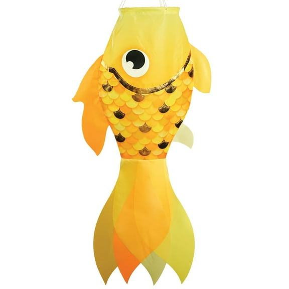 In the Breeze 5244  40-inch Gold Shimmer Damsel Fish  Large, Colorful Printed Fishsock with Iridescent Details