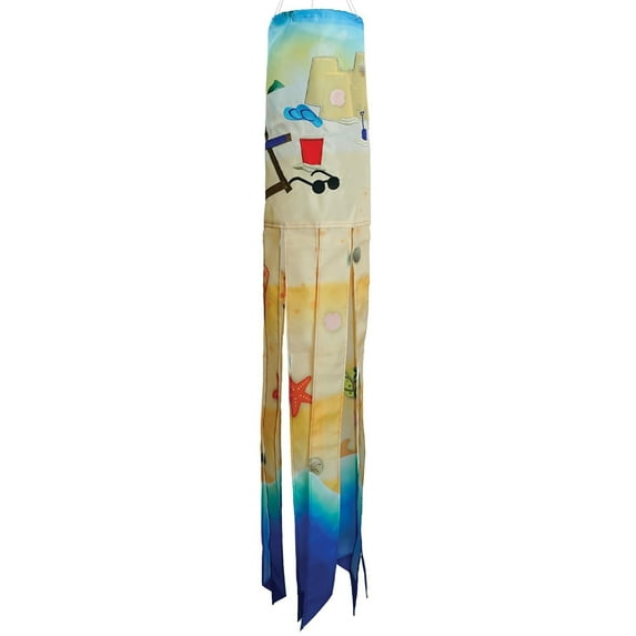 In the Breeze 5246 — Beach Day 40-inch Illusion Windsock — Vibrant, Fully Printed Windsock with Embroidered Details