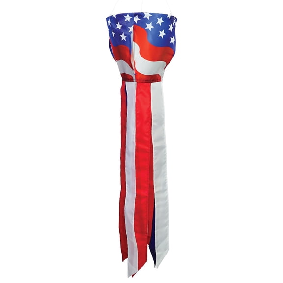 In the Breeze 5267  Patriotic Spinning Windsock  Stars and Stripes, Outdoor Decor Spinner