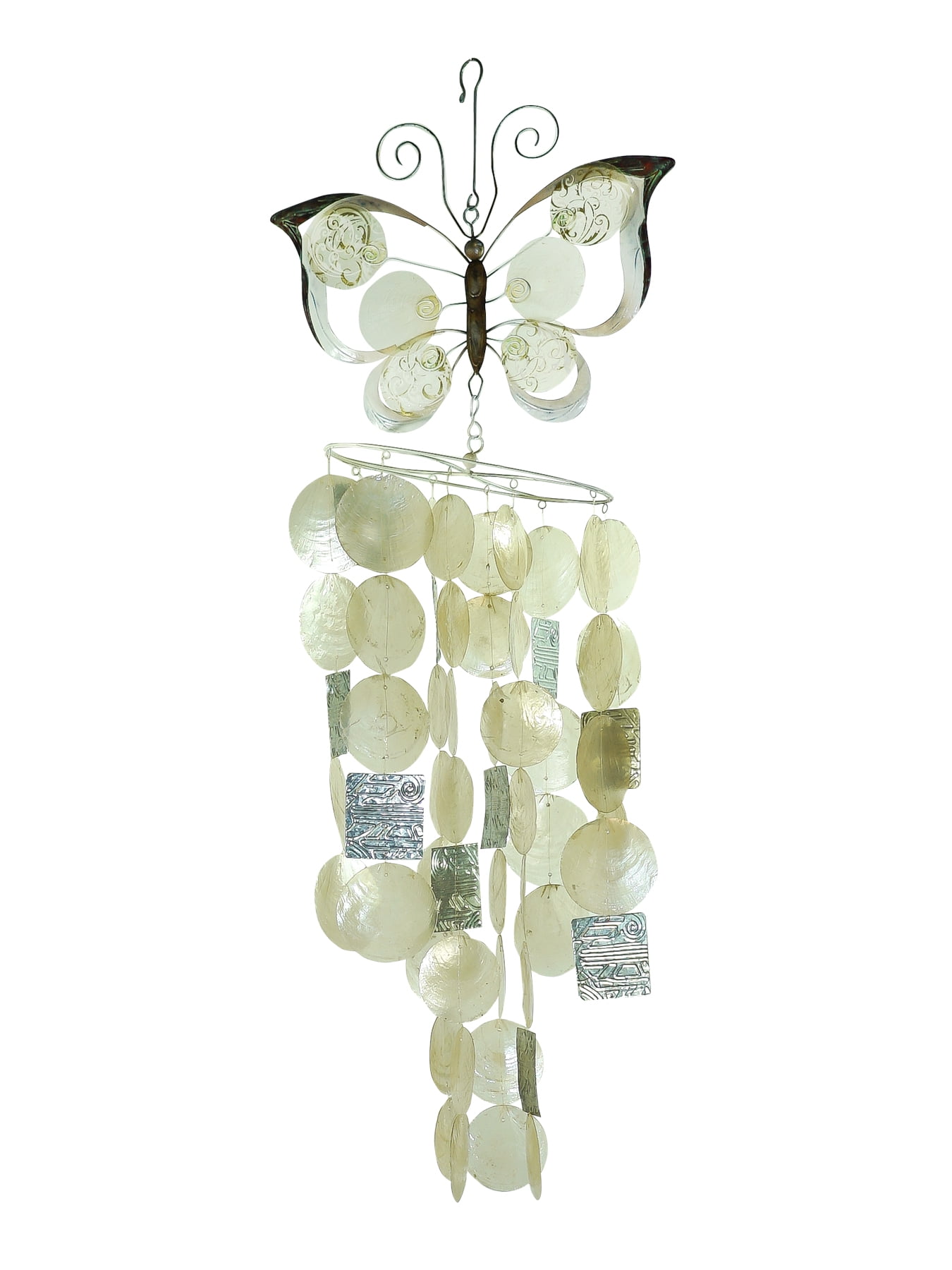 Butterfly Capiz Shell Painted Metal Wind Chime