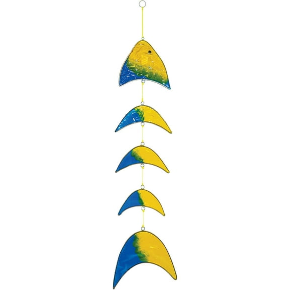 In the Breeze 7022 — Yellow & Blue Resin Fish Hanging Mobile