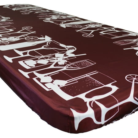 In the Breeze 8101 — Happy Hour Drinks 8 Foot Fitted Tablecloth — Reusable Camping, Picnic Accessory, Outdoor Dining