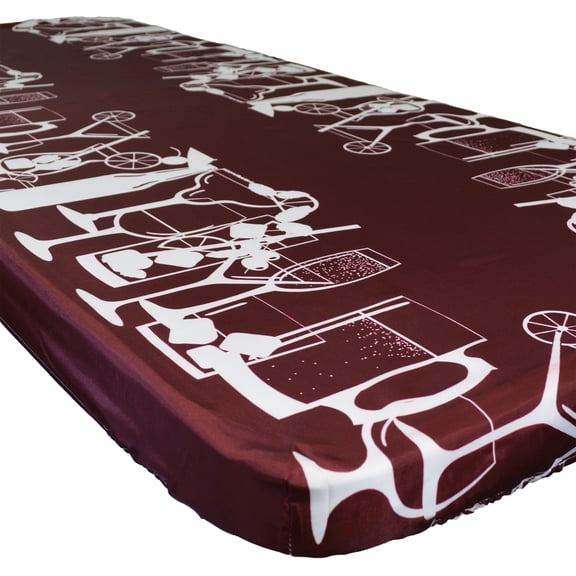 In the Breeze 8101 — Happy Hour Drinks 8 Foot Fitted Tablecloth — Reusable Camping, Picnic Accessory, Outdoor Dining