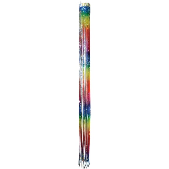 In the Breeze 9065 — 51-inch Rainbow Mylar Windsock — Colorful, Shimmering Mylar Ribbon Windsock, Humane Animal Deterrent