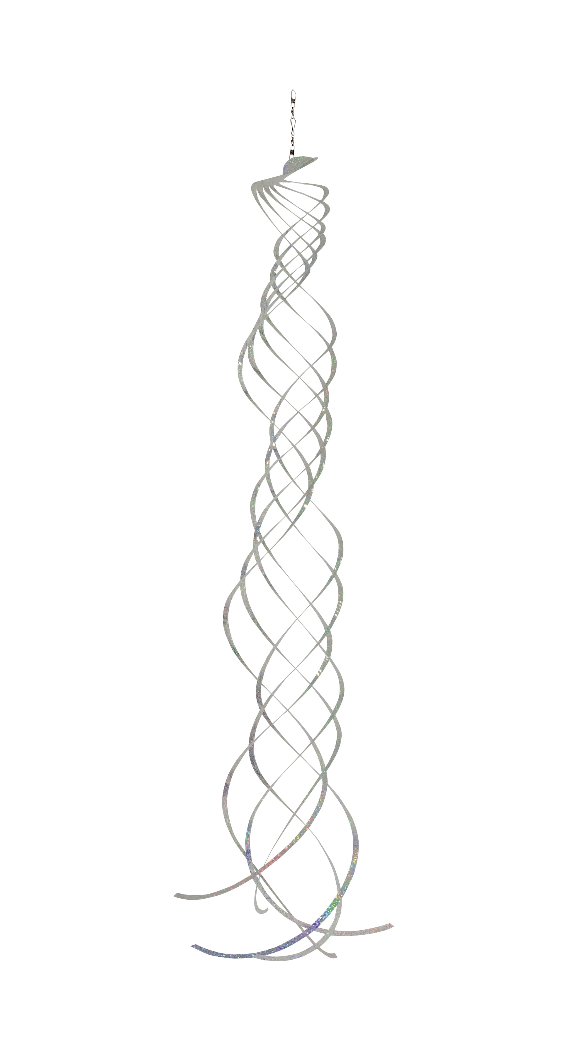 Silver Mylar Hanging Kinetic Spinner Decor, 36"