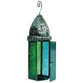 thumbnail image 1 of In the Breeze 9215 — Teal & Green Large Hex Tealight Lantern — Moroccan-Style Boho Chic Tealight Glass and Metal Tabletop Lantern, 1 of 6