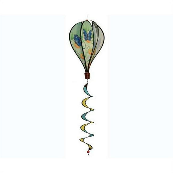 In the Breeze Blue Karner Butterfly 6-Panel Kinetic Hot Air Balloon Wind Spinner,Blue Butterfly,11" W x 17" H, 26" Tail,1057