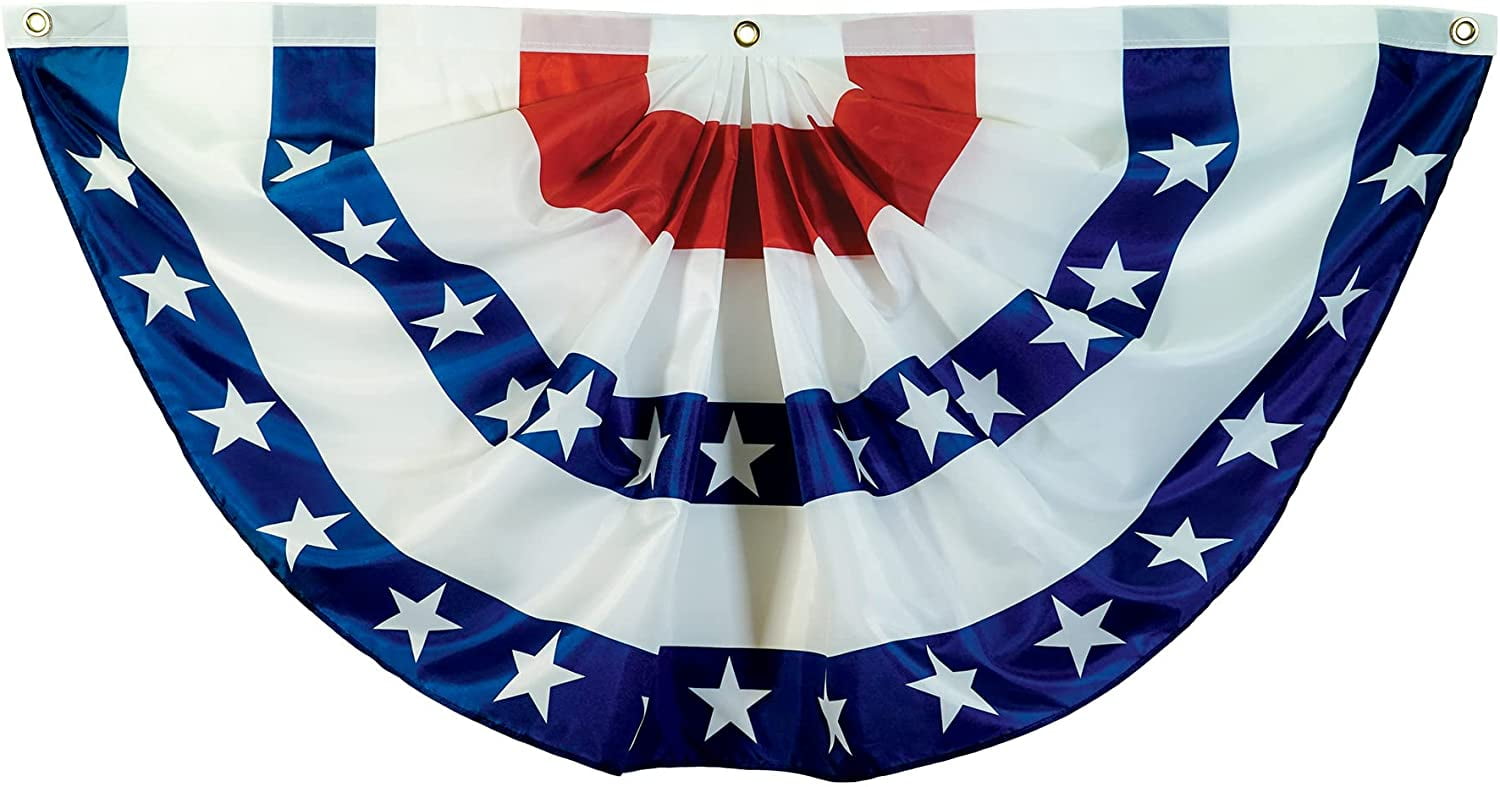 Patriotic Red White and Blue Polyester Bunting with Brass Grommets