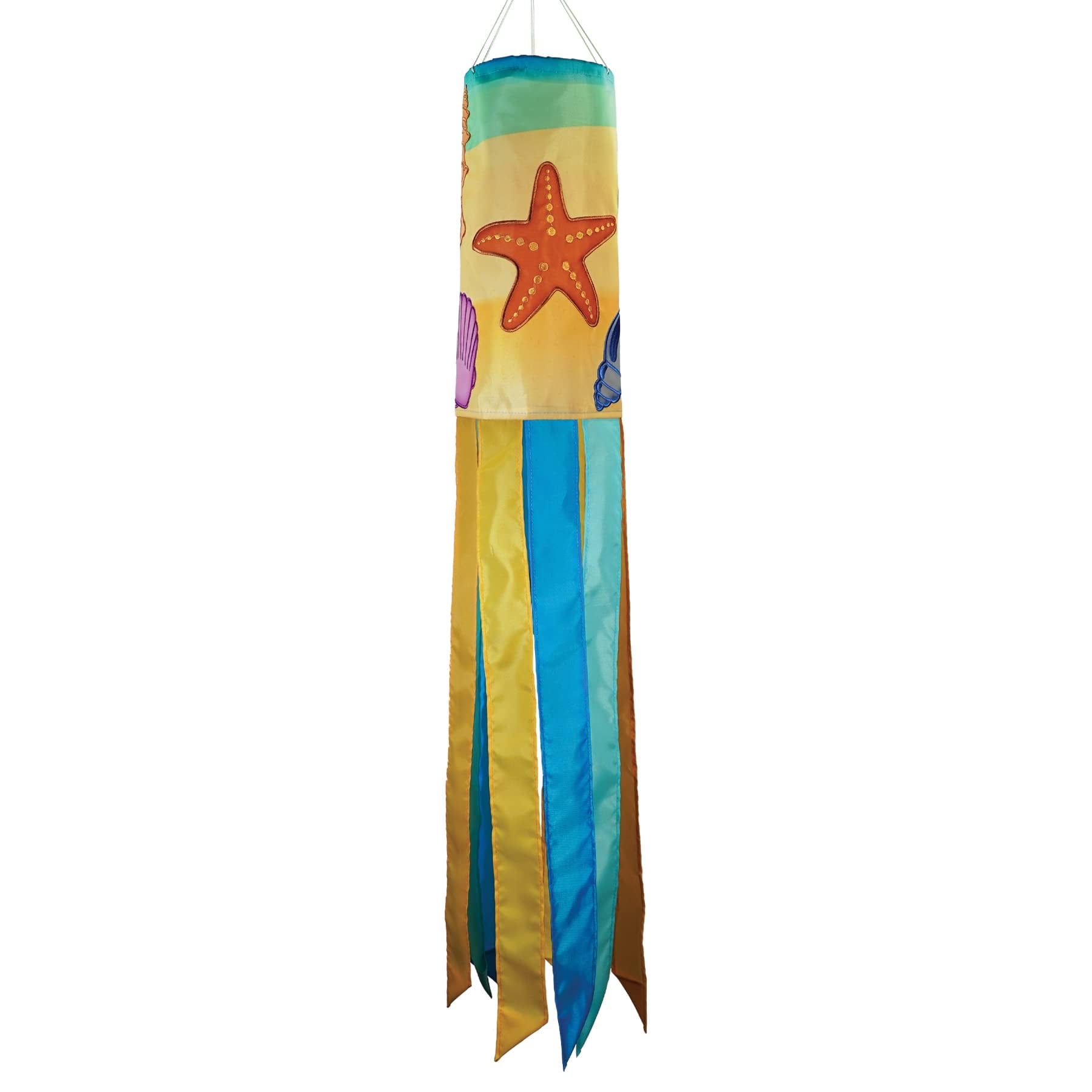 Seashell Applique Multicolor 40-Inch Outdoor Windsock
