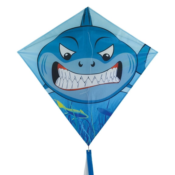 In the Breeze Shark 30 Inch Diamond Kite - Single Line - Includes Kite Line and Bag - Fun Printed Design