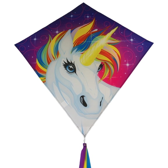 In the Breeze Unicorn 30-inch Diamond Kite - Fun, Easy Flying Unicorn Kite