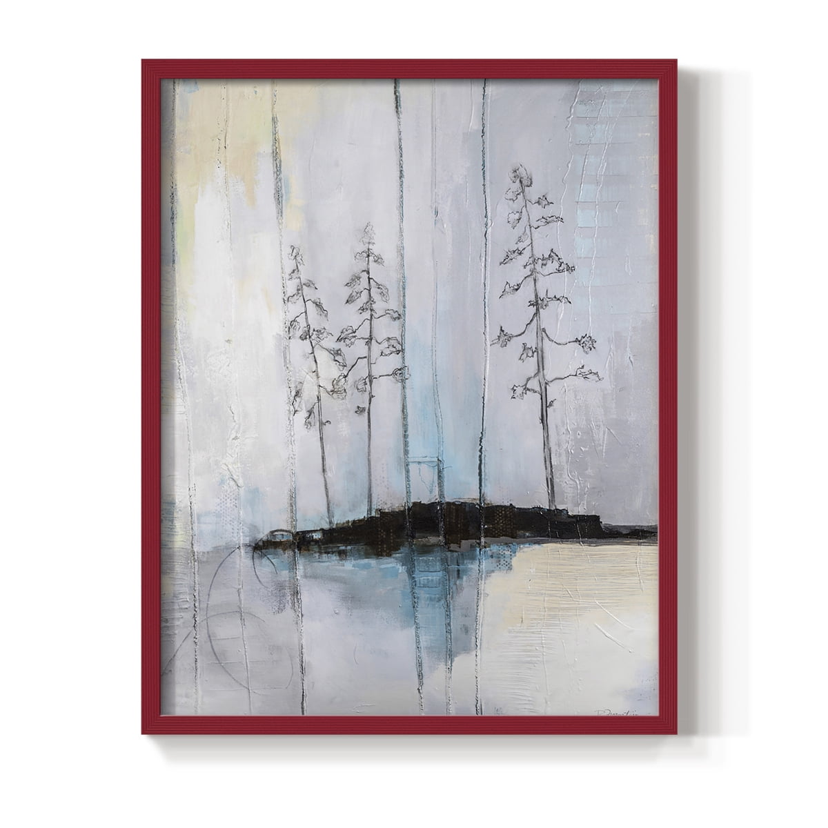 In the Company of Three in Red Solid Wood 11 x 14 Framed Print