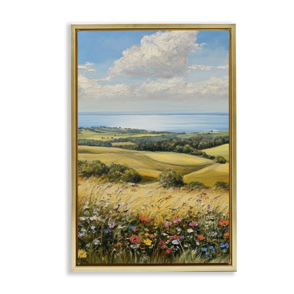 Stupell Industries In the Distance Hills Gold Framed Floater Canvas Wall Art, design by Petal Prints Design