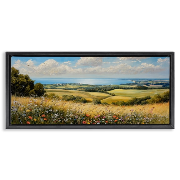Stupell Industries In the Distance Landscape Black Framed Floater Canvas Wall Art, design by Petal Prints Design