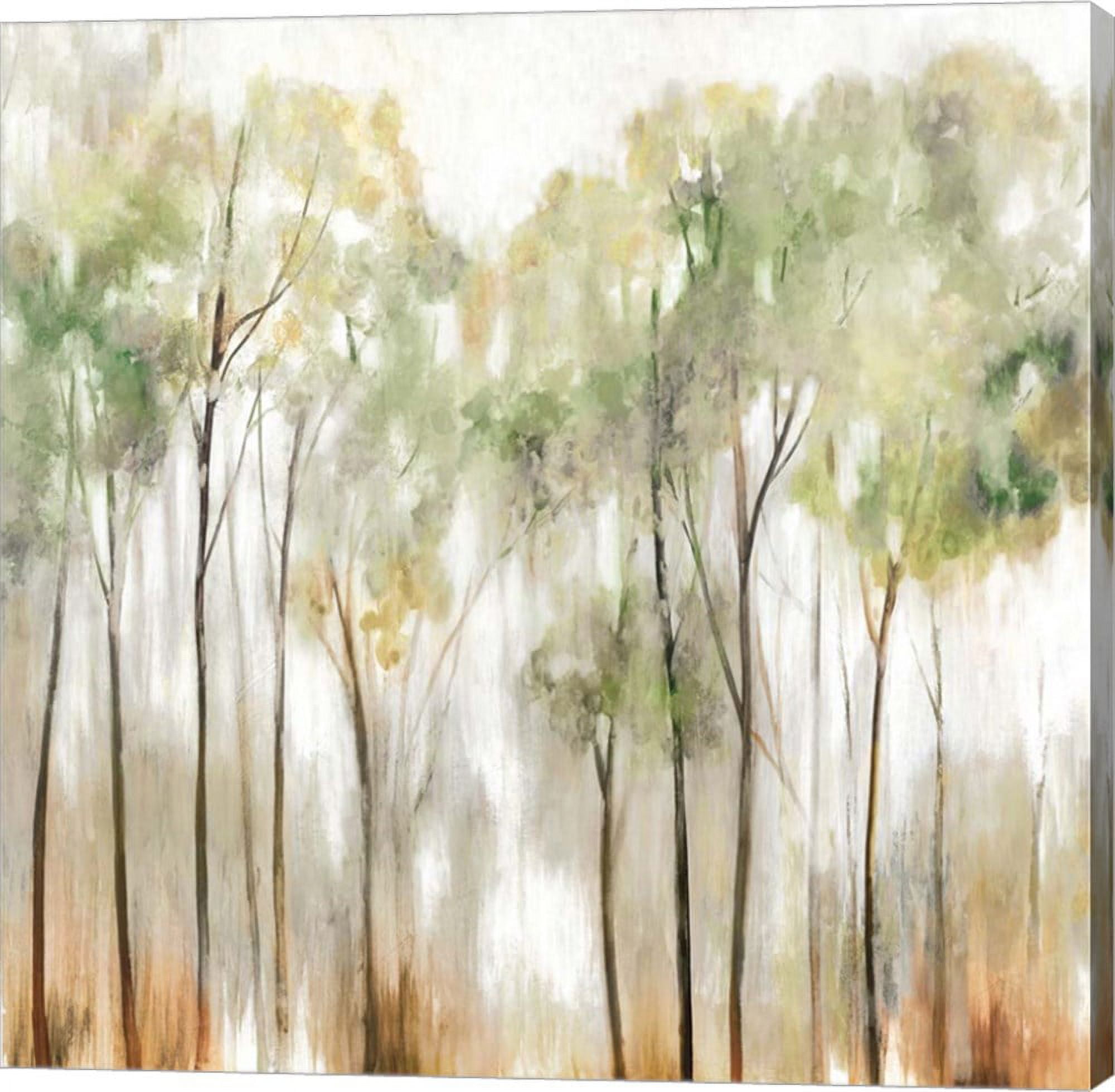 In the Fog I Green and Beige Canvas Wall Art