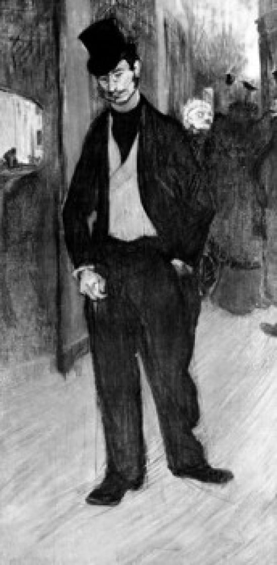 In the Foyer of the Theater by Henri de Toulouse-Lautrec 1864-1901 Canvas Art - Henri de Toulouse-Lautrec (18 x 24)