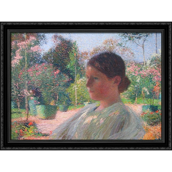 In the Garden 36x28 Large Black Ornate Wood Framed Canvas Art by Henri Martin