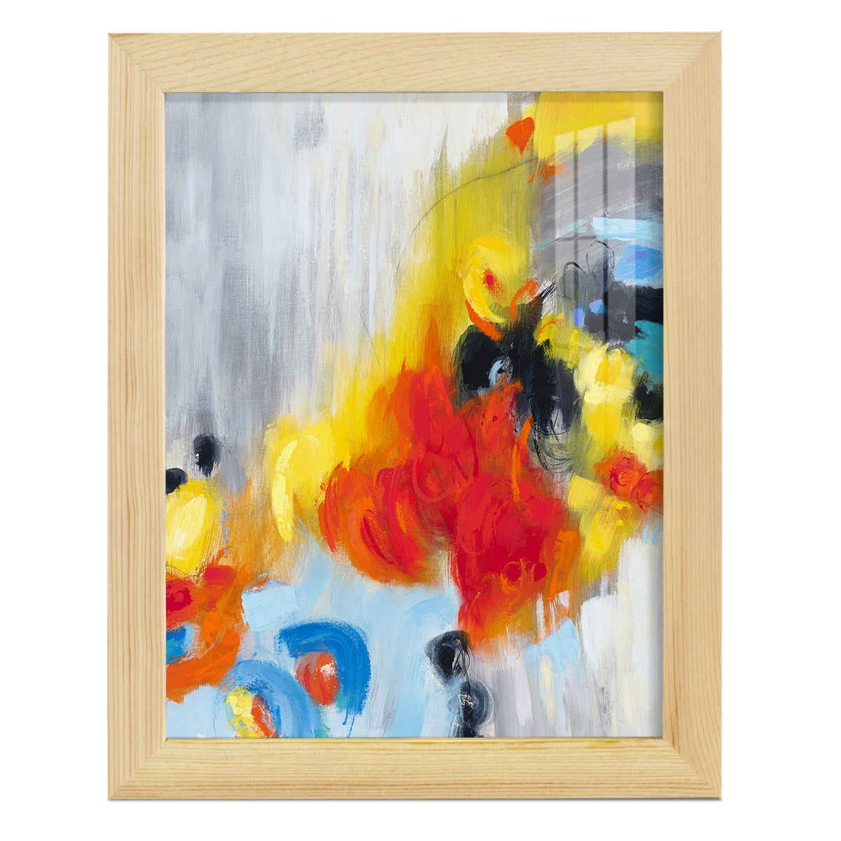 In the Loop I -Framed Print w/glass-Natural Wood