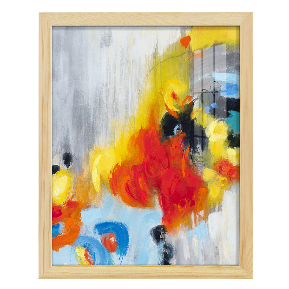 In the Loop I -Framed Print w/glass-Natural Wood