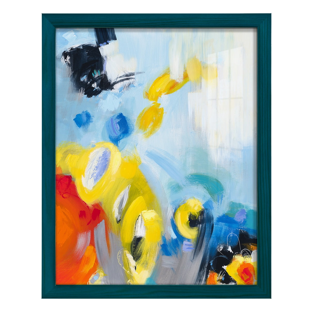 In the Loop III -Framed Print w/glass-Ocean Blue