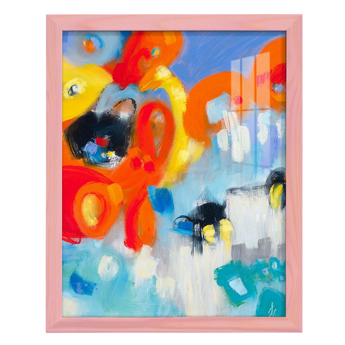 In the Loop V -Framed Print w/glass-Sunset Pink