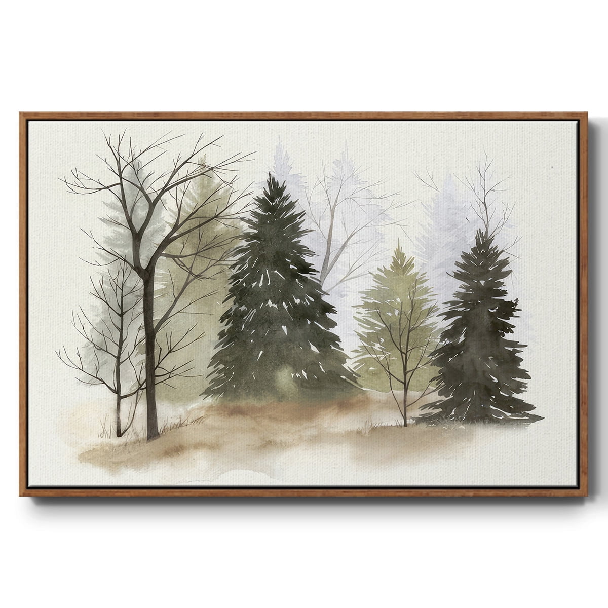 In the Mist II - Framed Gallery Wrapped Holiday Canvas - 17 x 25 - Rosewood Frame