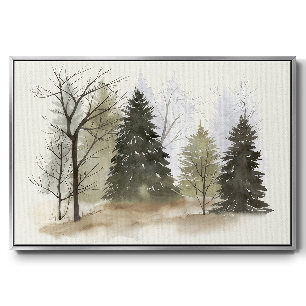 In the Mist II - Framed Gallery Wrapped Holiday Canvas - 25 x 37 - Silver Frame