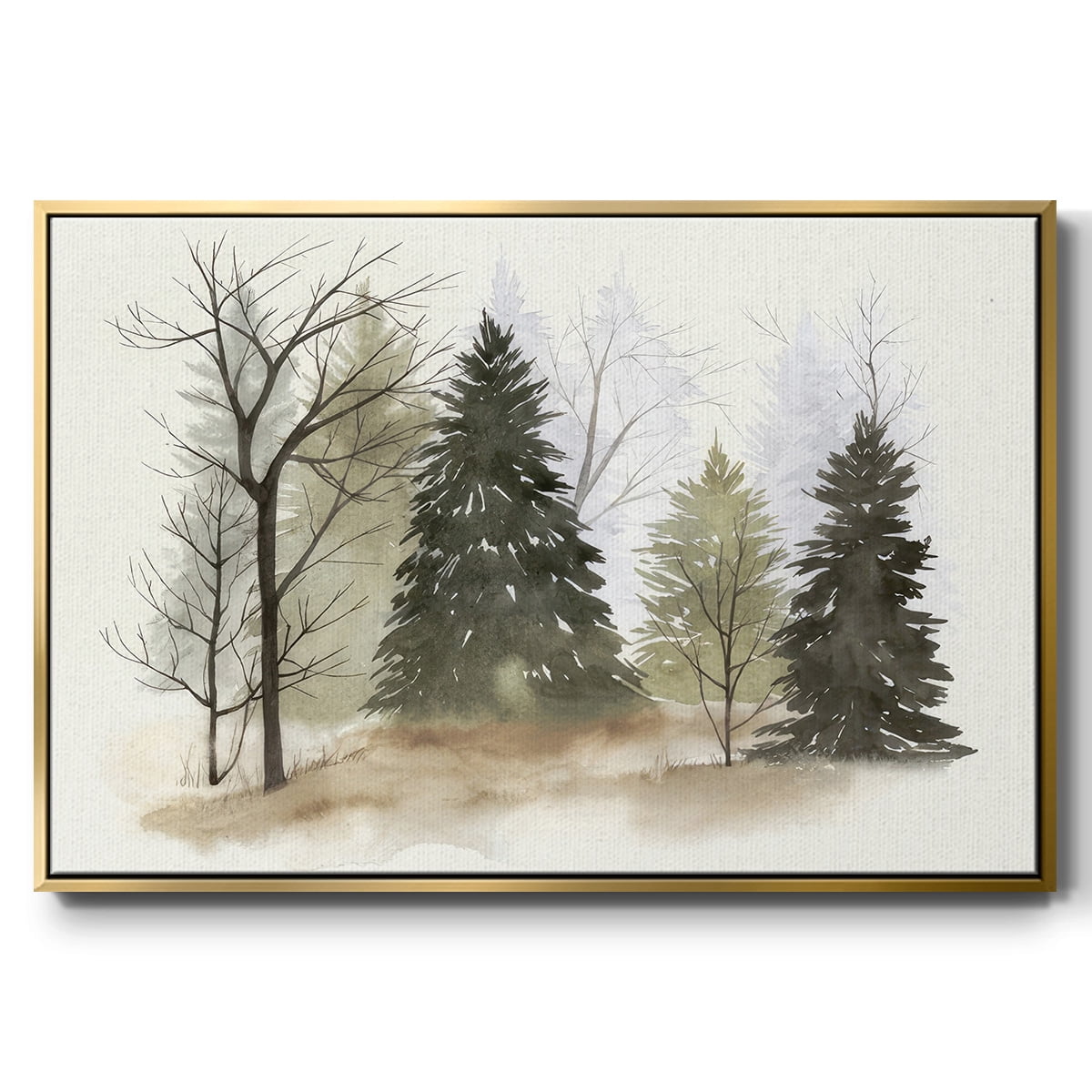 In the Mist II - Framed Gallery Wrapped Holiday Canvas - 27 x 41 - Gold Frame