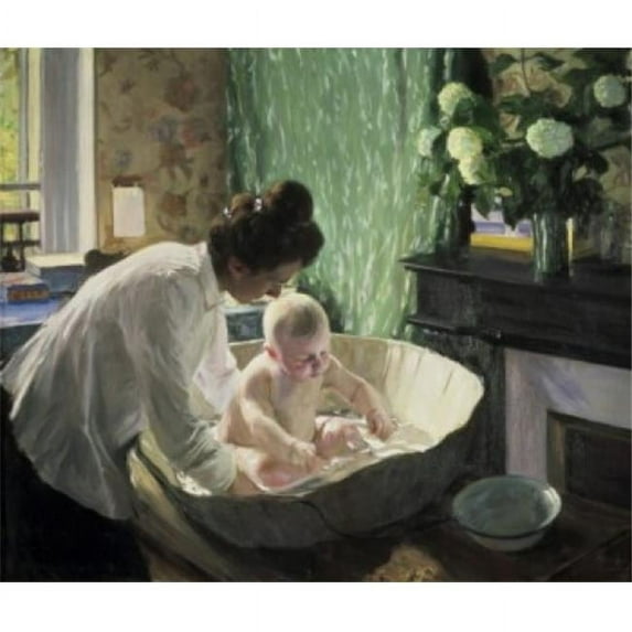In the Morning 1910 Boris Mihajlovic Kustodiev 1878-1927 Russian Oil on Canvas State Russian Museum St Poster Print - 18 x 24 in.
