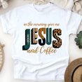 thumbnail image 1 of In the Morning Give Me Jesus and Coffee T-Shirt for Women, Faith Tee, White, Size S, 1 of 6