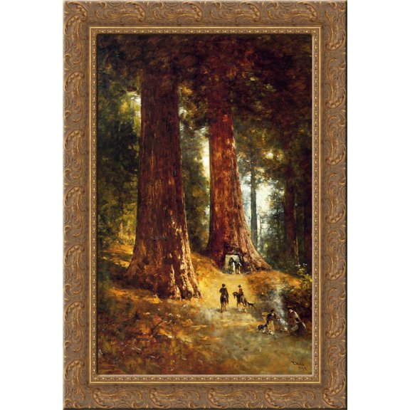 In the Redwoods 24x18 Gold Ornate Wood Framed Canvas Art by Thomas Hill