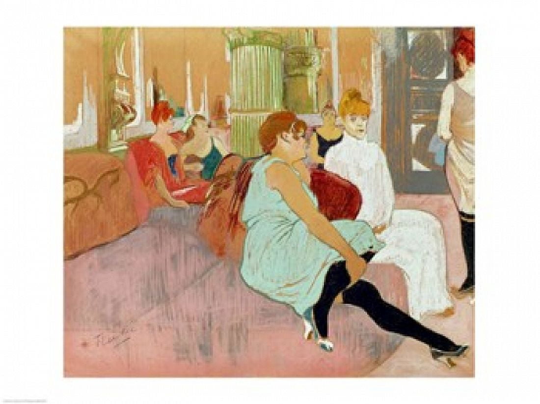 In the Salon at the Rue des Moulins 1894 Canvas Art - Henri de Toulouse-Lautrec (24 x 18)