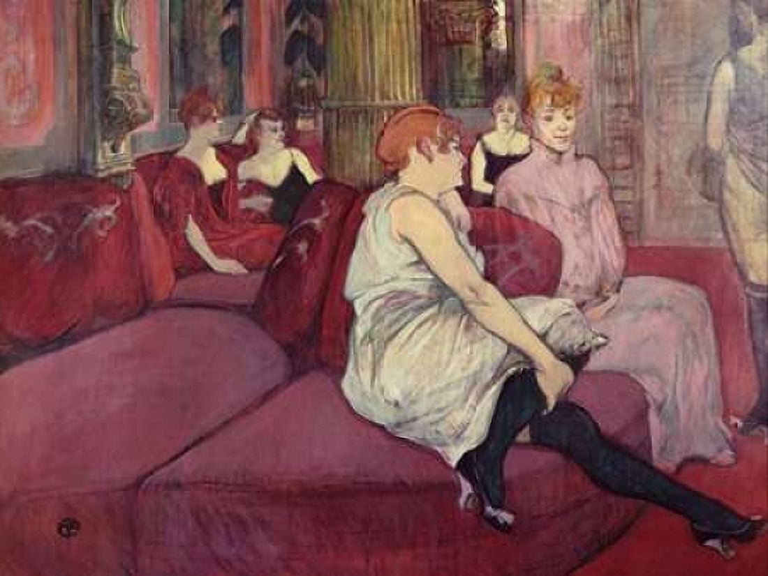 In the Salon at the Rue des Moulins Canvas Art - Henri de Toulouse-Lautrec (22 x 28)