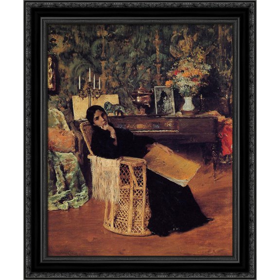 In the Studio 20x23 Black Ornate Wood Framed Canvas Art by Chase, William Merritt