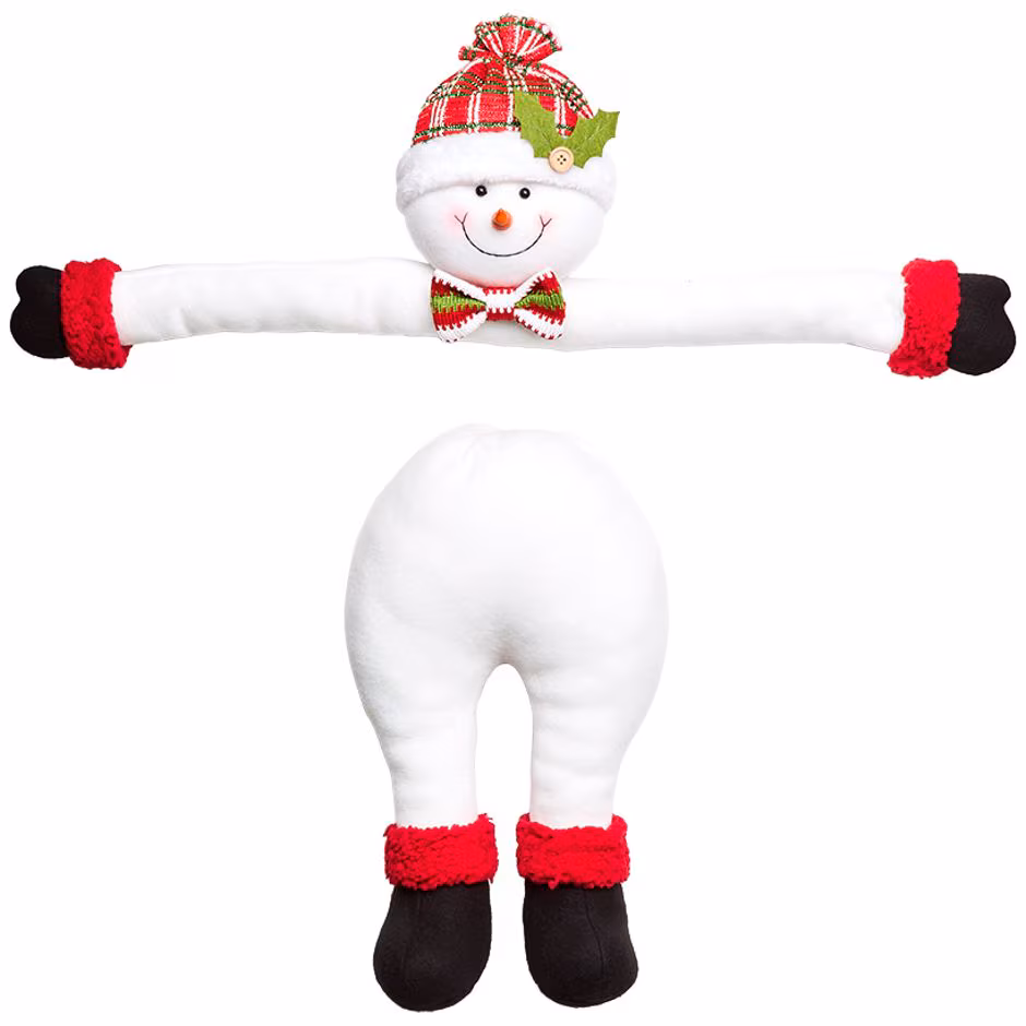 Snowman Christmas Tree Character Decoration with Red Accents