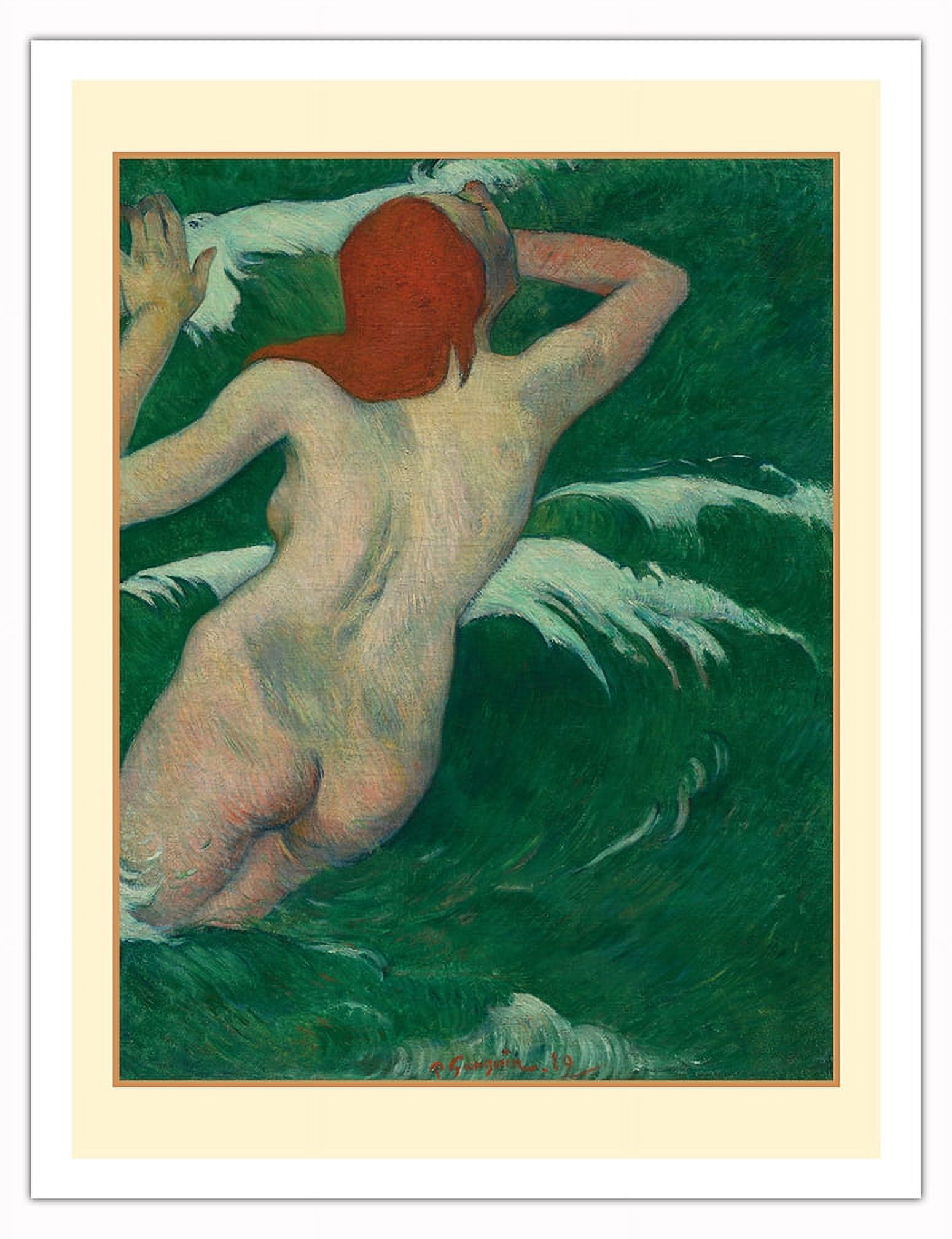 In the Waves (Dans les Vagues) - From an Original Color Painting by Paul Gauguin c.1889 - Fine Art Matte Paper Print (Unframed) 20x26in