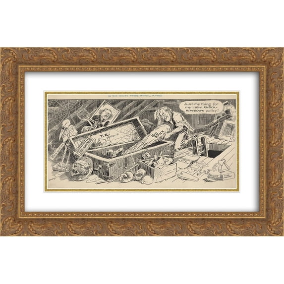 In the White House attic, a find 24x20 Double Matted Gold Ornate Framed Art Print