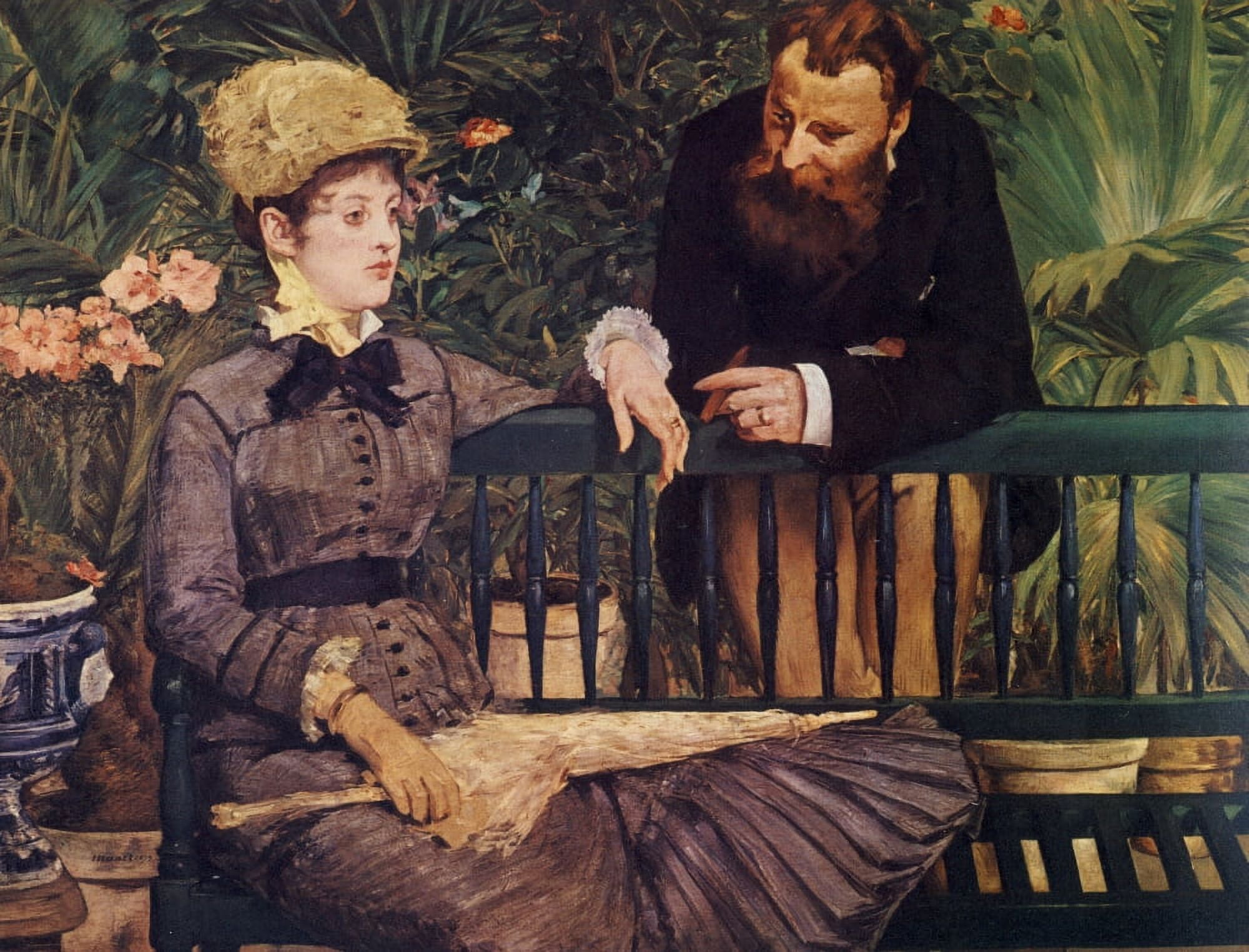 In the conservatory 1879 Canvas Art - douard Manet (18 x 24)