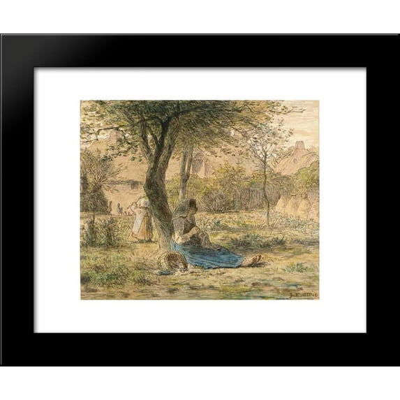In the garden 20x24 Framed Art Print by Millet, Jean-Francois