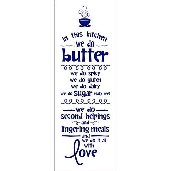 In this Kitchen, We Do.... Love Art Lettering Kitchen Wall Décor Stickers, 11 x 35 , Deep Blue