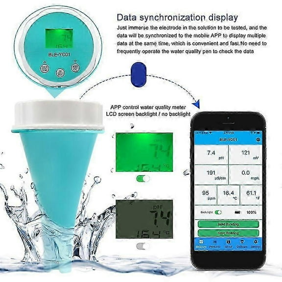 In1 Water Quality Detector Smart Online Bluetooth Water Chlorine Meter PH Meter Powered Tool for S