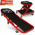 thumbnail image 1 of InBrave  36" 2-in-1 Folding Creeper and Seat, Triplex Foldable Mechanic's Creeper with 6 Swivel Casters, Low Profile Garage Stool, 330 lbs Capacity (Red), 1 of 9