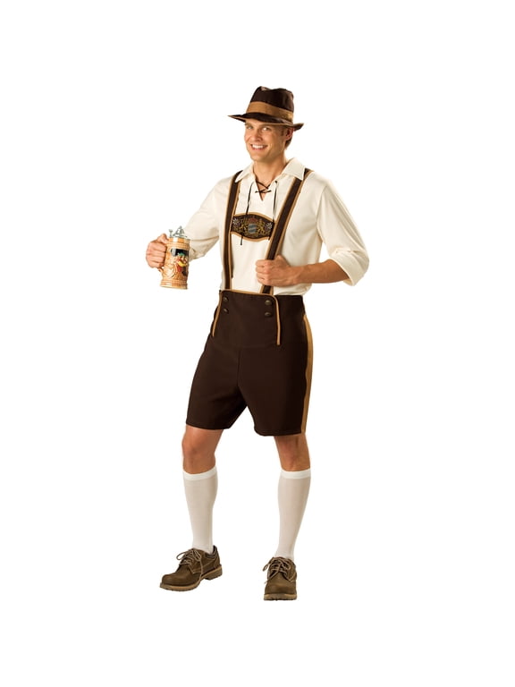 Bavarian Guy Lederhosen Halloween Fantasy Costume Male, Adult, Brown