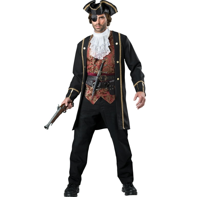 InCharacter Costumes Pirate Captain Peter Pan Hook Jack Sparrow Men's  Halloween Fancy-Dress Costume for Adult, M 