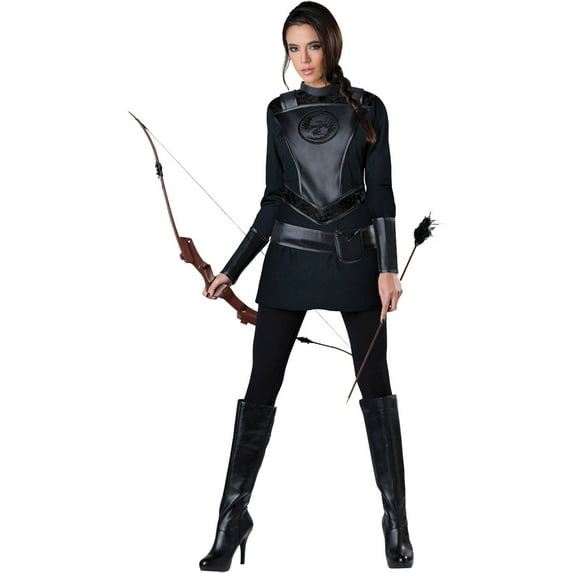 InCharacter Costumes Warrior Huntress Halloween Fantasy Costume Female, Adult 18-64, Black