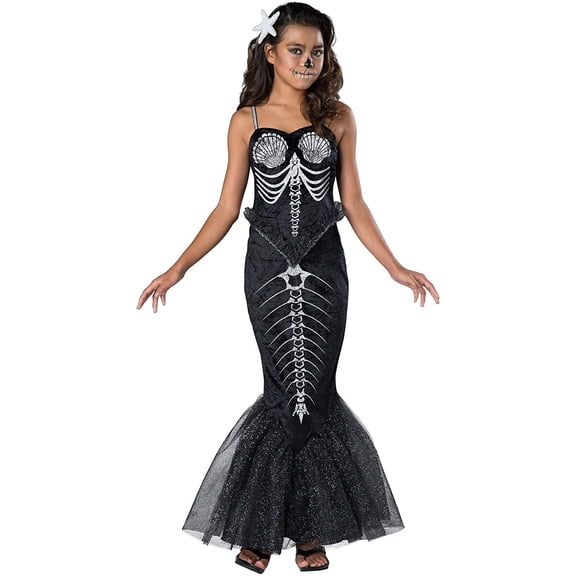 InCharacter Skeleton Mermaid Girls Tween Costume Small