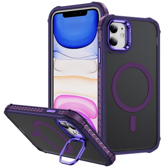 InFrame Series Shatterproof MagSafe Case with Camera Ring Stand for iPhone 11 - Purple