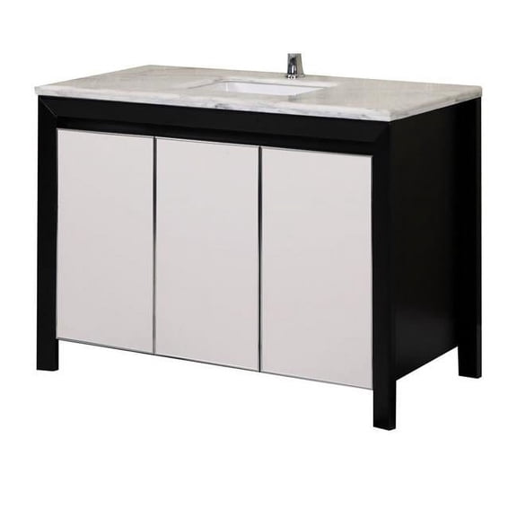 InFurniture WB-14166A Solid Thailand Oak Wood Vanity, Black & White - 47.2 in.